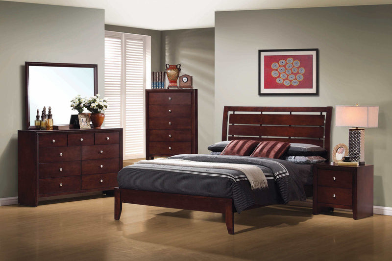 Serenity - Rich Merlot - 4pc California King Panel Bedroom Set - Ornate Home