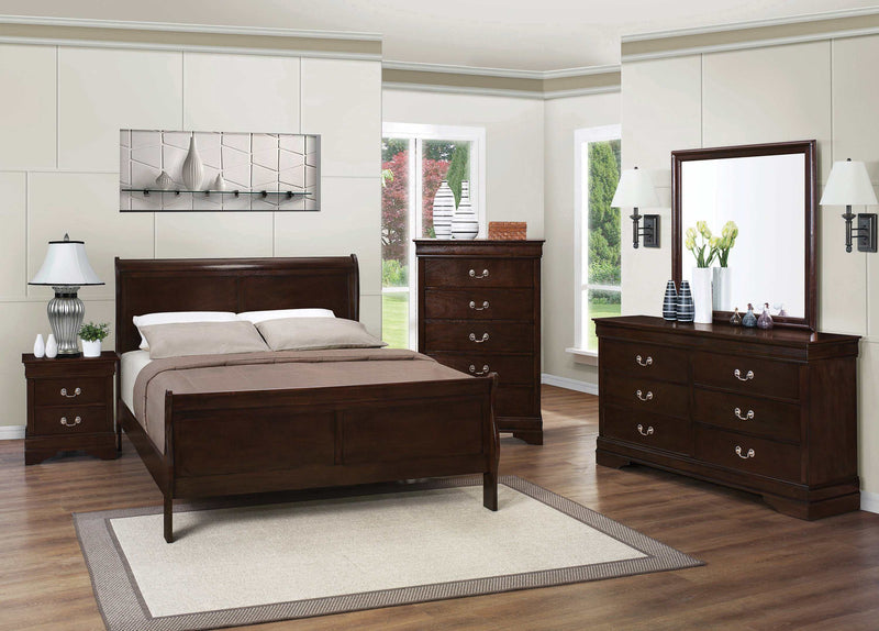 Louis Philippe - Warm Brown - 4pc Full Bedroom Set - Ornate Home