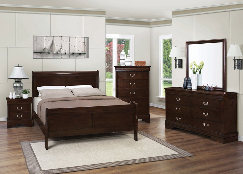 Louis Philippe Cappuccino 5pc Eastern King Panel Bedroom Set