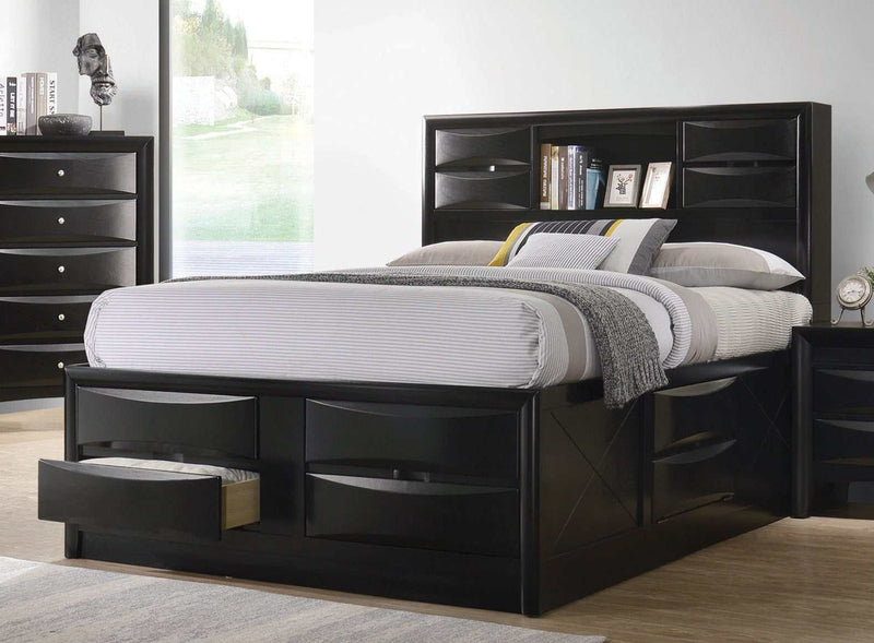 Briana - Black -  Eastern King Bed w/ Storage - Ornate Home