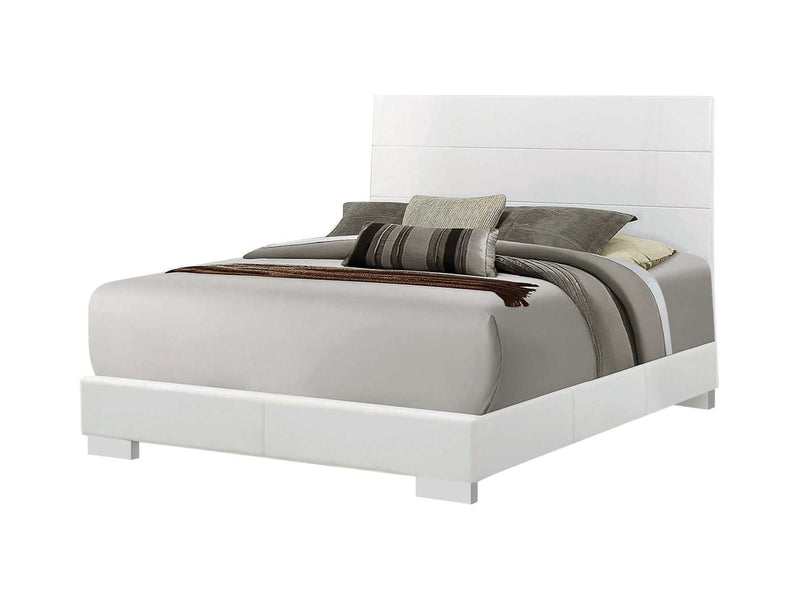 Felicity - Glossy White - Queen Panel Bed - Ornate Home