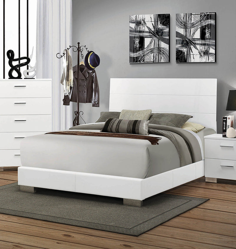 Felicity - Glossy White - Eastern King Panel Bed - Ornate Home