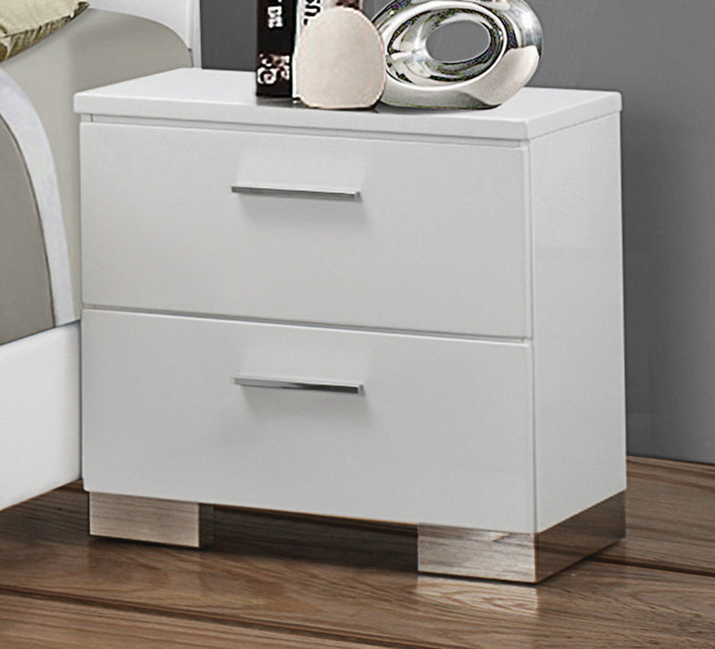 Felicity - Glossy white - Nightstand - Ornate Home