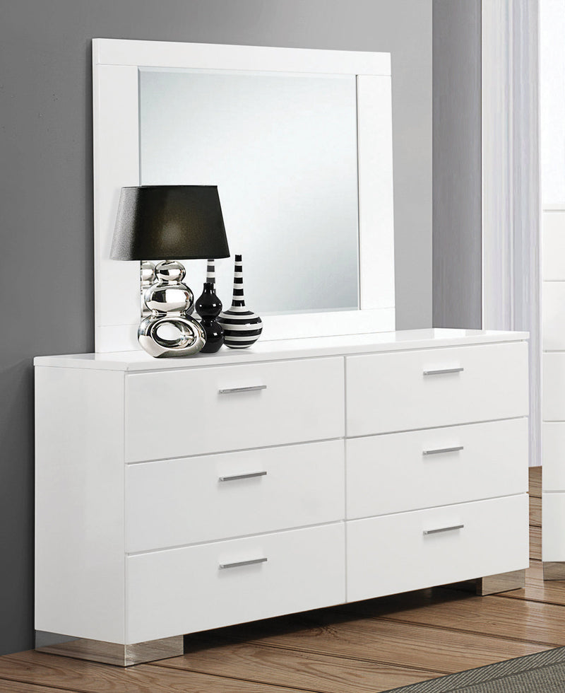 Felicity - Glossy White - Dresser Mirror - Ornate Home