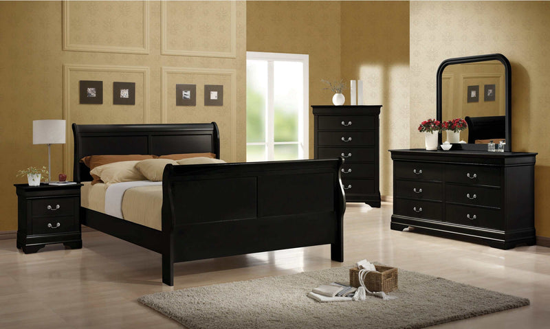 Louis Philippe - Black - Twin Panel Bed - Ornate Home