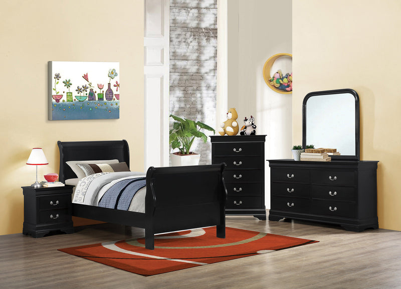 Louis Philippe Black 4pc Twin Panel Bedroom Set