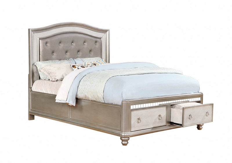 Bling Game - Metallic Platinum - Eastern King Bed w/Storage - Ornate Home