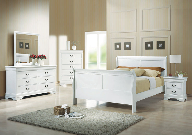 Louis Philippe White 4pc Queen Panel Bedroom Set