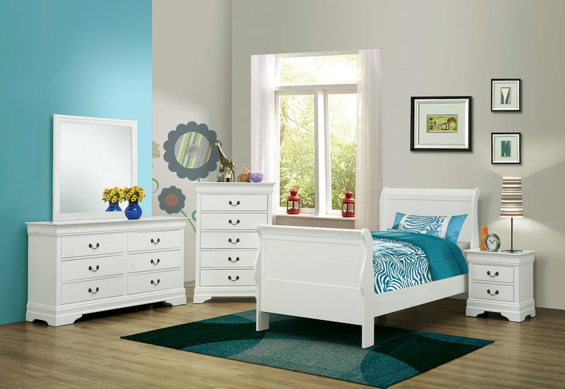 Louis Philippe White Twin Panel Bed