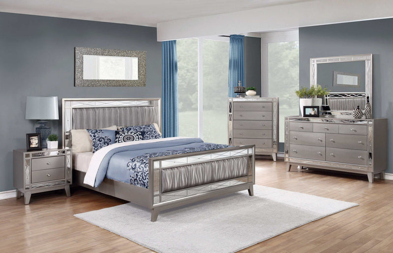 Leighton - Metallic Mercury - 5pc Queen Bedroom Set - Ornate Home