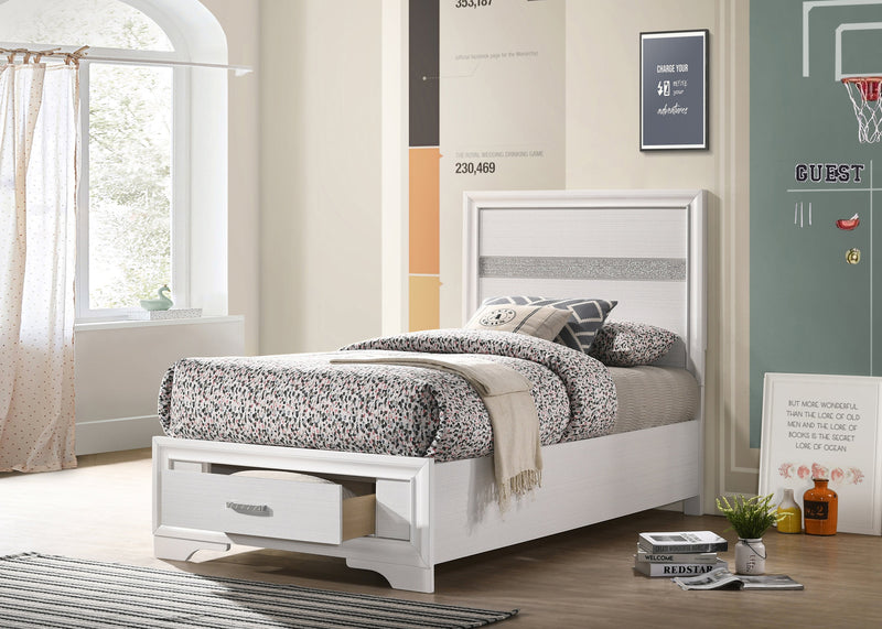 Miranda - White - Twin Storage Bed - Ornate Home