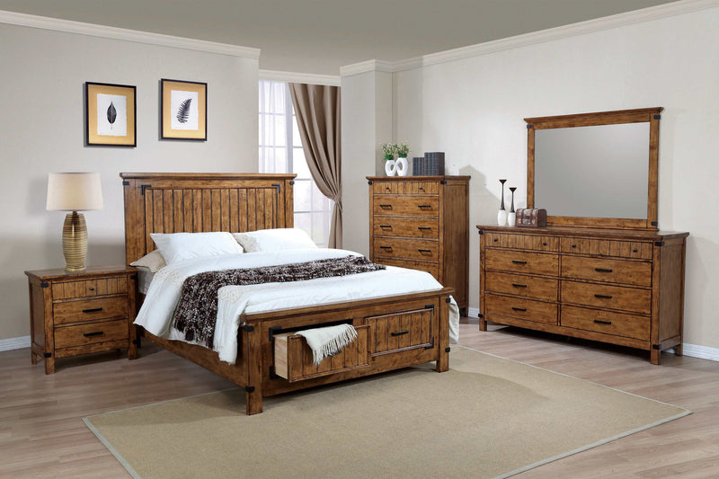 Brenner - Rustic Honey - 5pc California King Storage Bedroom Set - Ornate Home