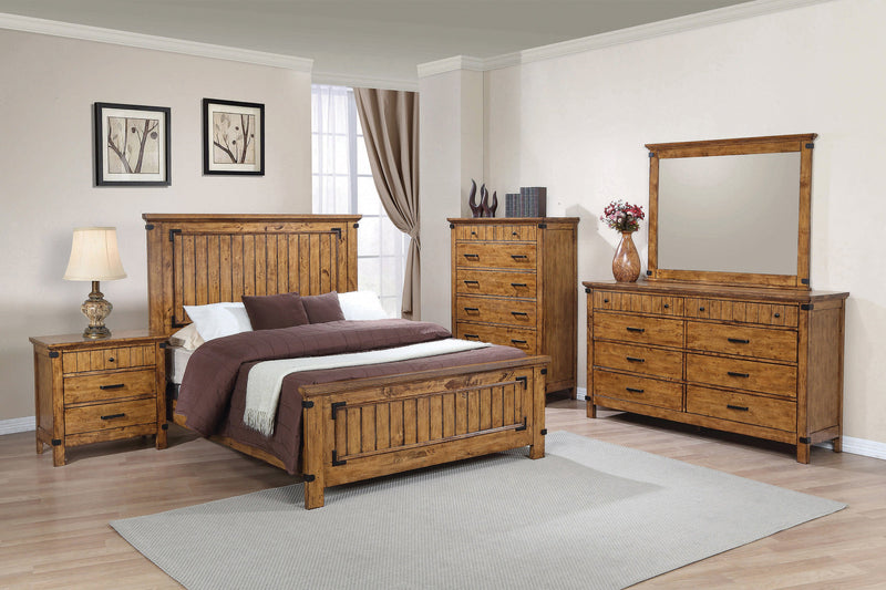 Brenner - Rustic Honey - 5pc Full Bedroom Set - Ornate Home