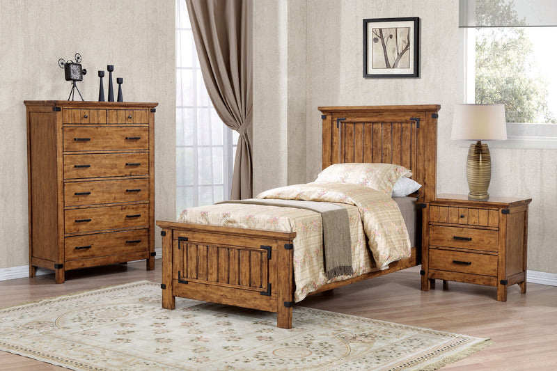 Brenner - Rustic Honey -5pc Twin Bedroom Set - Ornate Home