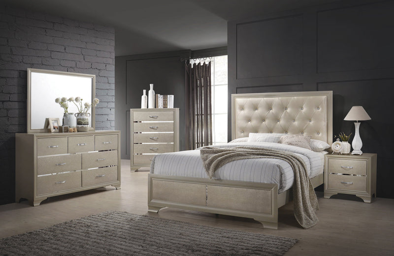 Beaumont Metallic Champagne 4pc Eastern King Bedroom Set