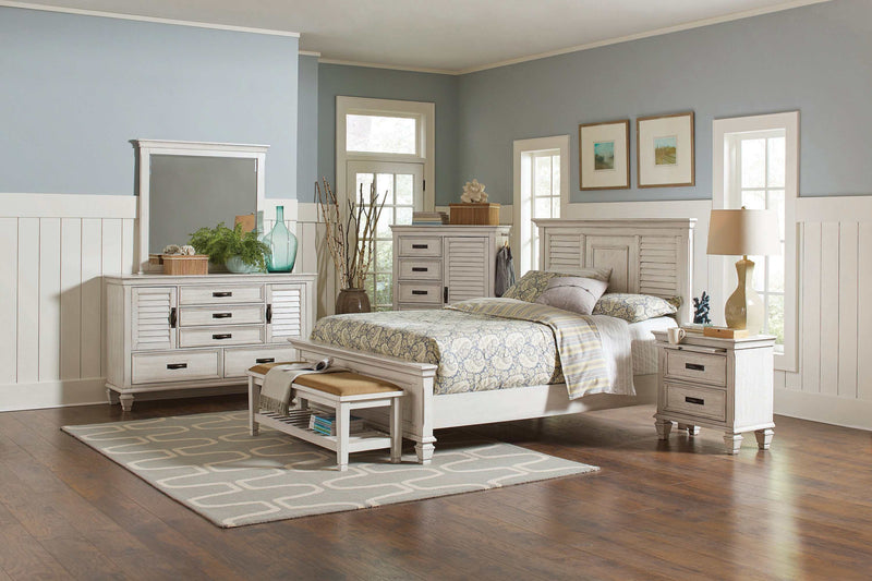 Franco - Antique White - 4pc Eastern King Bedroom Set - Ornate Home