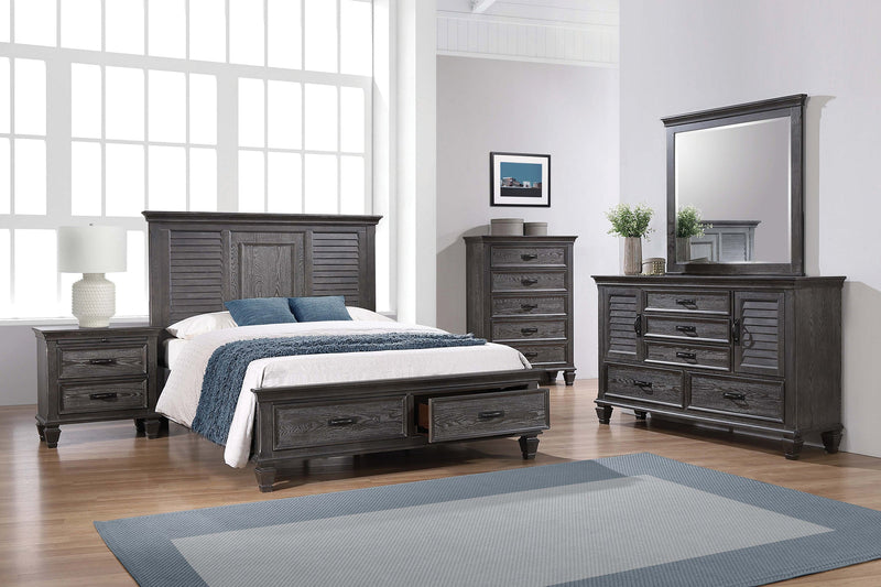 Franco - Weathered Sage - 4pc Queen Storage Bedroom Set - Ornate Home