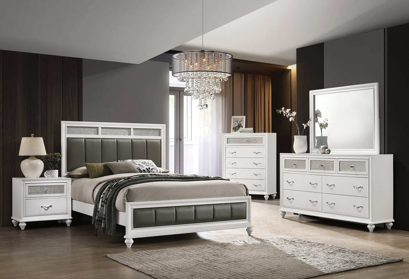 Barzini - White - Eastern King Panel Bed - Ornate Home