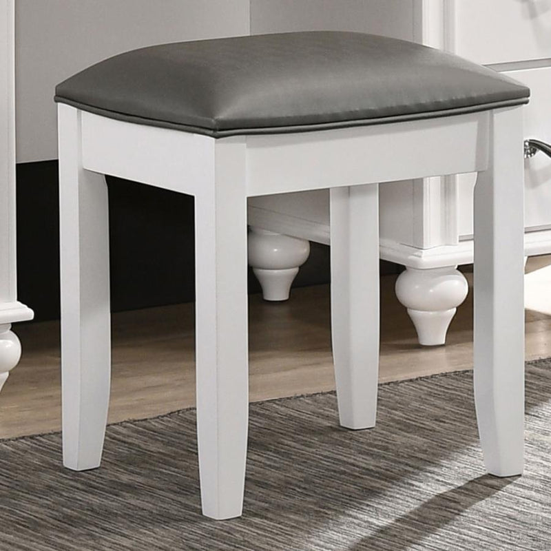 Barzini Metallic & White Vanity Stool