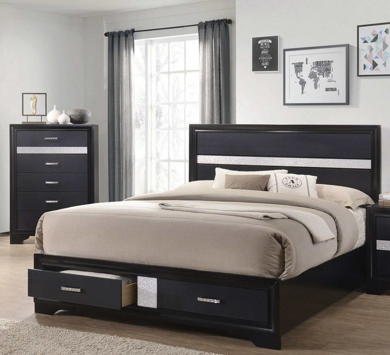 Miranda - Black - Queen Storage Bed - Ornate Home