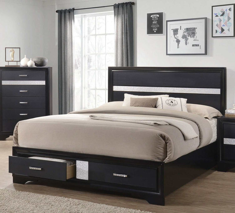 Miranda - Black - California King Storage Bed - Ornate Home