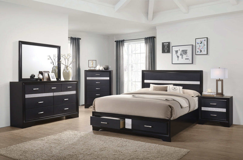 Miranda - Black - Eastern King Storage Bed - Ornate Home