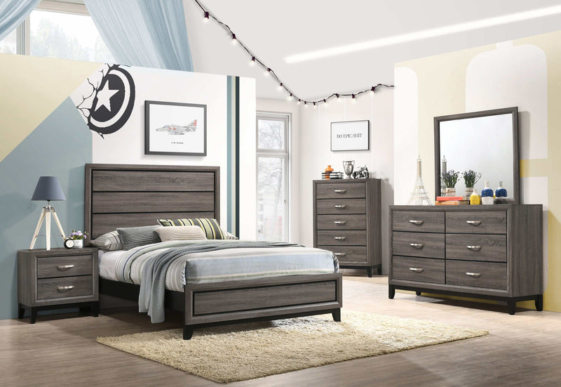 Watson - Grey Oak - Full Panel Bed - Ornate Home