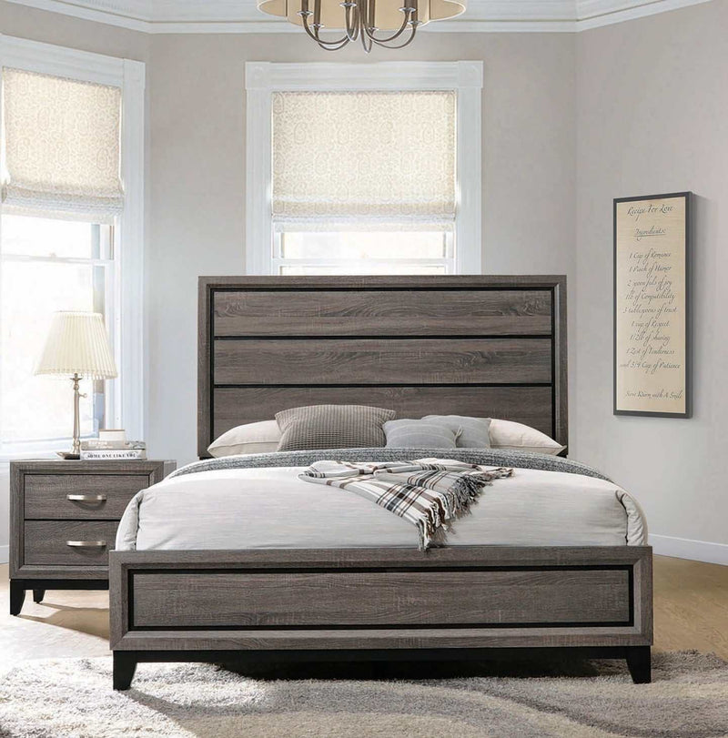 Watson - Grey Oak & Black - Eastern King Bed - Ornate Home