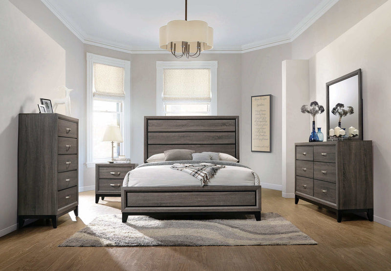 Watson - Grey Oak & Black - Eastern King Bed - Ornate Home