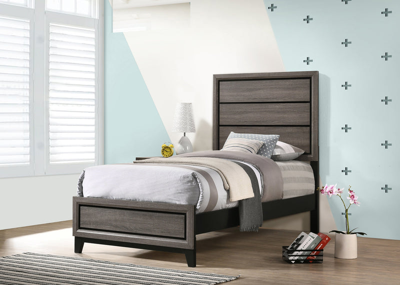 Watson - Grey Oak - Twin Panel Bed - Ornate Home