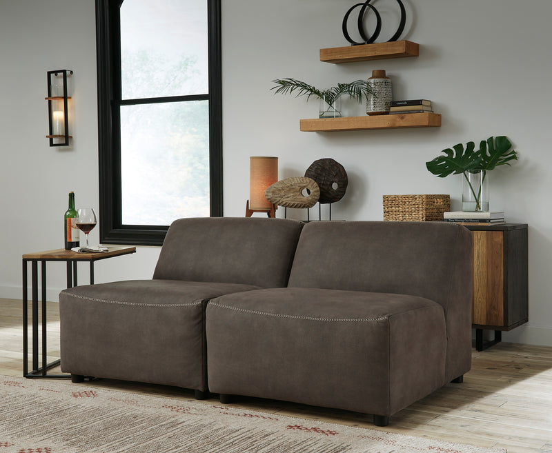 Allena Gunmetal Modular Sectional Armless Loveseat