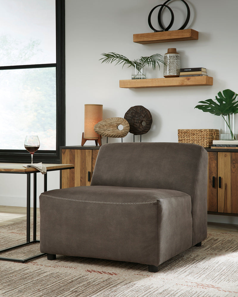 Allena Gunmetal Modular Sectional Sofa w/ Ottoman