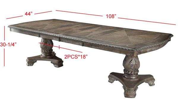 Kiera - Gray - Formal Dining Table w/ 2x 18" Leaves - Ornate Home