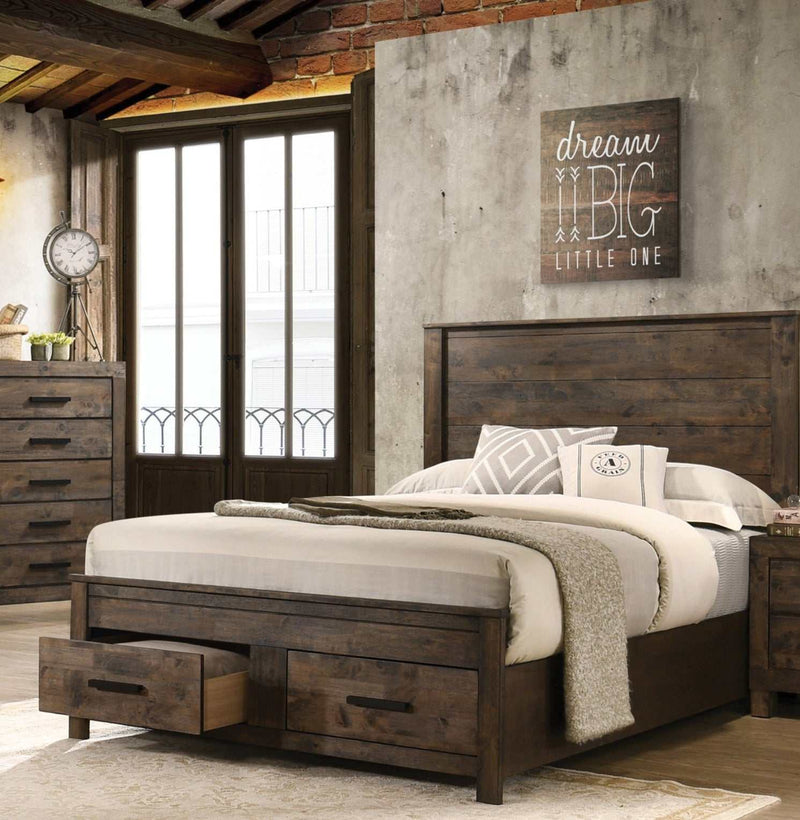 Woodmont - Rustic Golden Brown - Eastern King Bed w/ Storage - Ornate Home