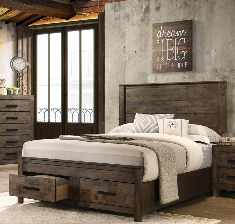 Woodmont - Rustic Golden Brown - Queen Bed w/ Storage - Ornate Home