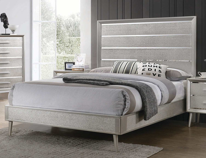 Ramon - Metallic Sterling - Queen Panel Bed - Ornate Home