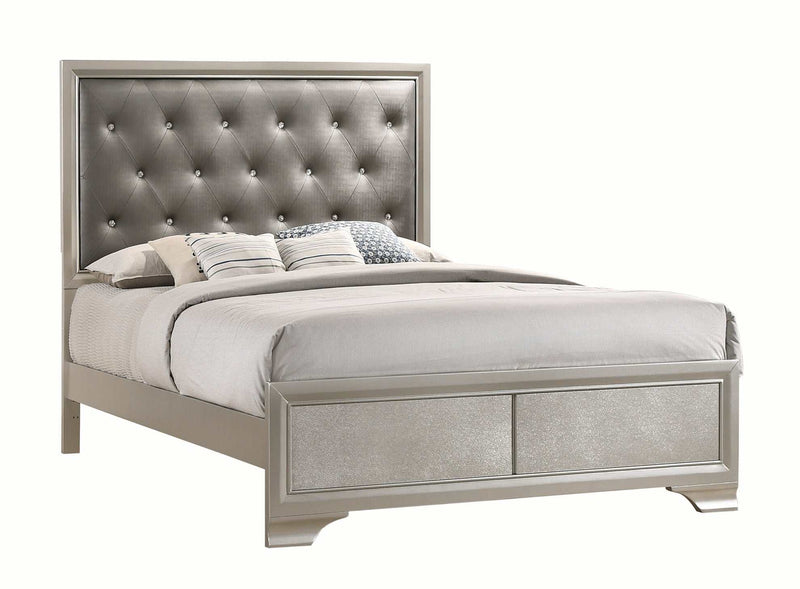 Salford - Metallic Sterling & Charcoal Grey - Eastern King Panel Bed - Ornate Home