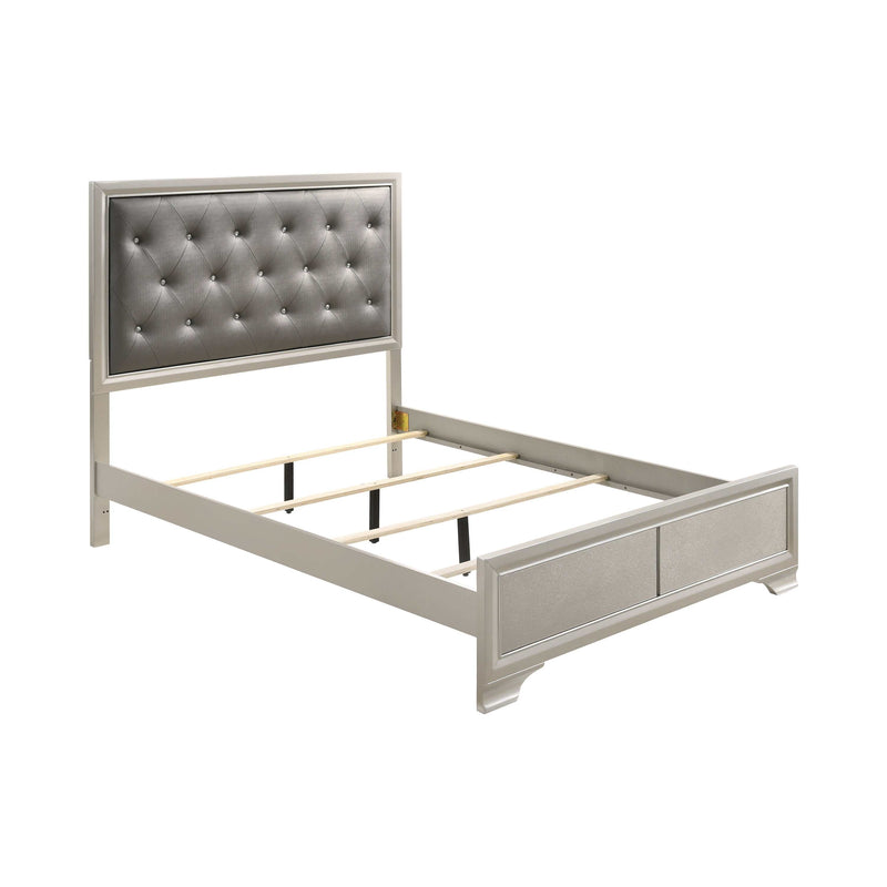 Salford - Metallic Sterling & Charcoal Grey - Eastern King Panel Bed - Ornate Home