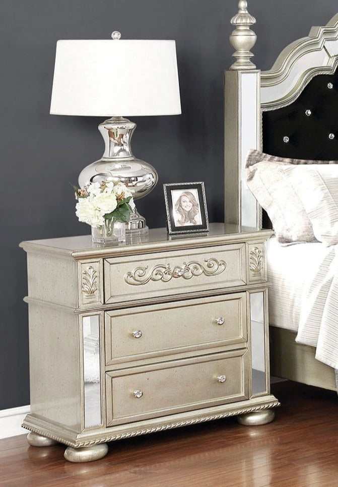 Heidi - Metallic Platinum - Nightstand - Ornate Home