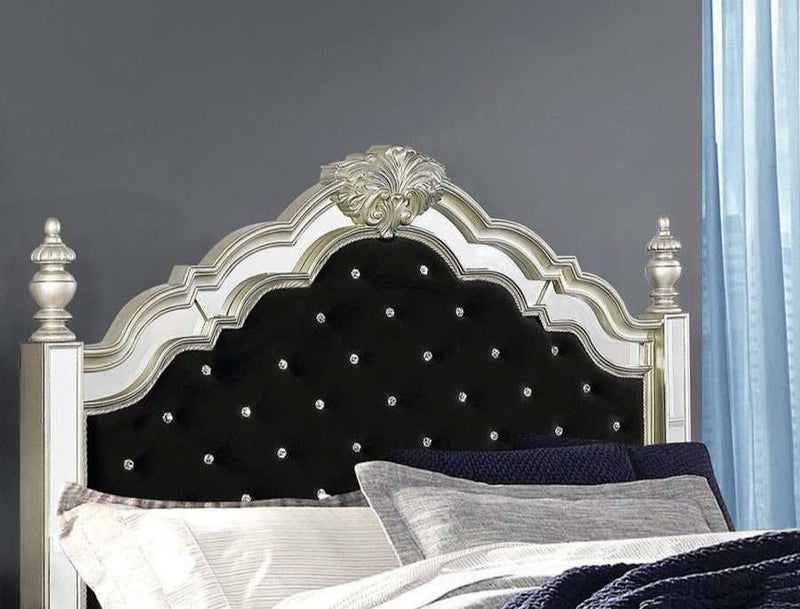 Heidi - Metallic Platinum & Black - Eastern King Poster Bed - Ornate Home