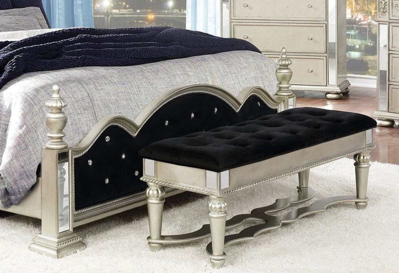 Heidi - Metallic Platinum & Black - Queen Poster Bed - Ornate Home