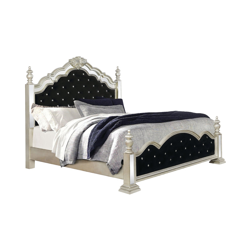 Heidi - Metallic Platinum & Black - Eastern King Poster Bed - Ornate Home