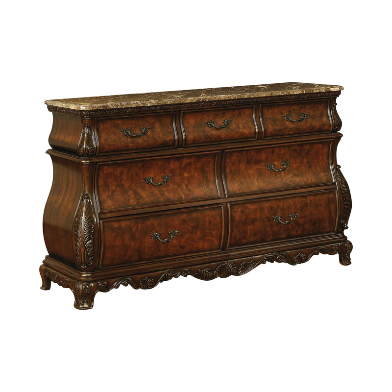 Exeter - Dark Burl - Dresser w/ Marble Top - Ornate Home