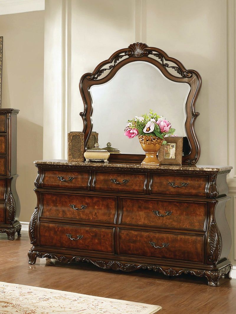 Exeter - Dark Burl - Dresser w/ Marble Top - Ornate Home