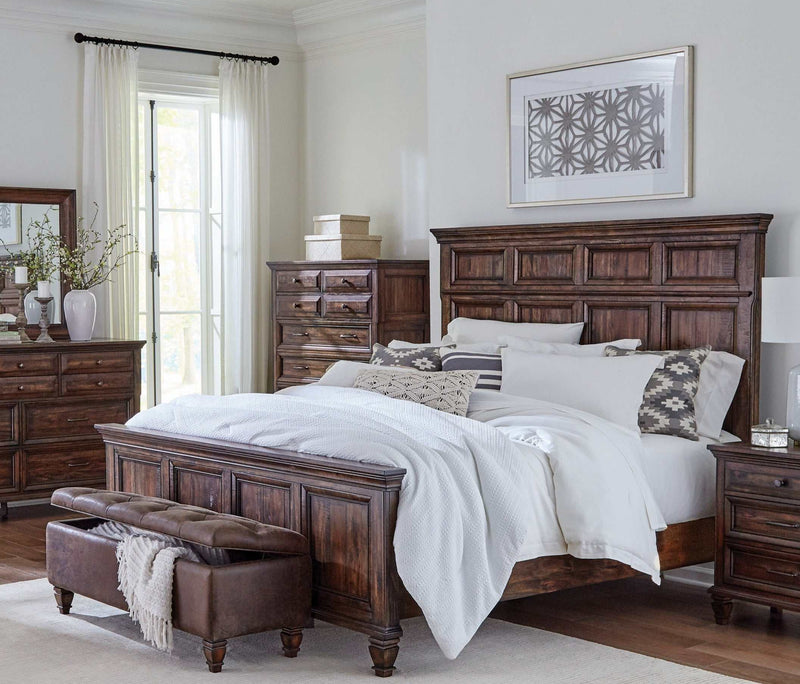 Avenue - Weathered Burnished Brown - Eastern King Panel Bed - Ornate Home