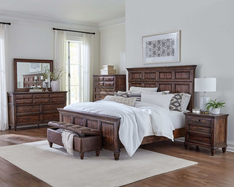 Avenue - Weathered Burnished Brown - Eastern King Panel Bed - Ornate Home