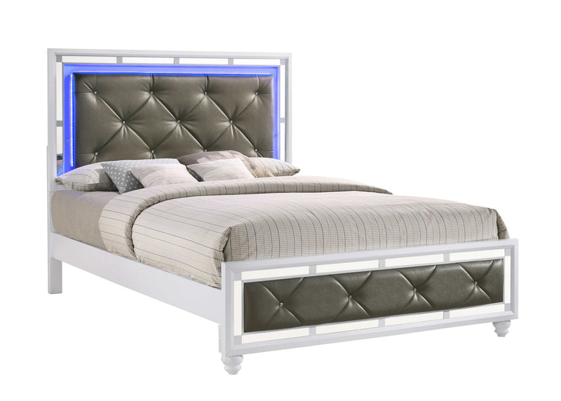 Whitaker - White - Eastern King Bed w/ LED Lighting - Ornate Home