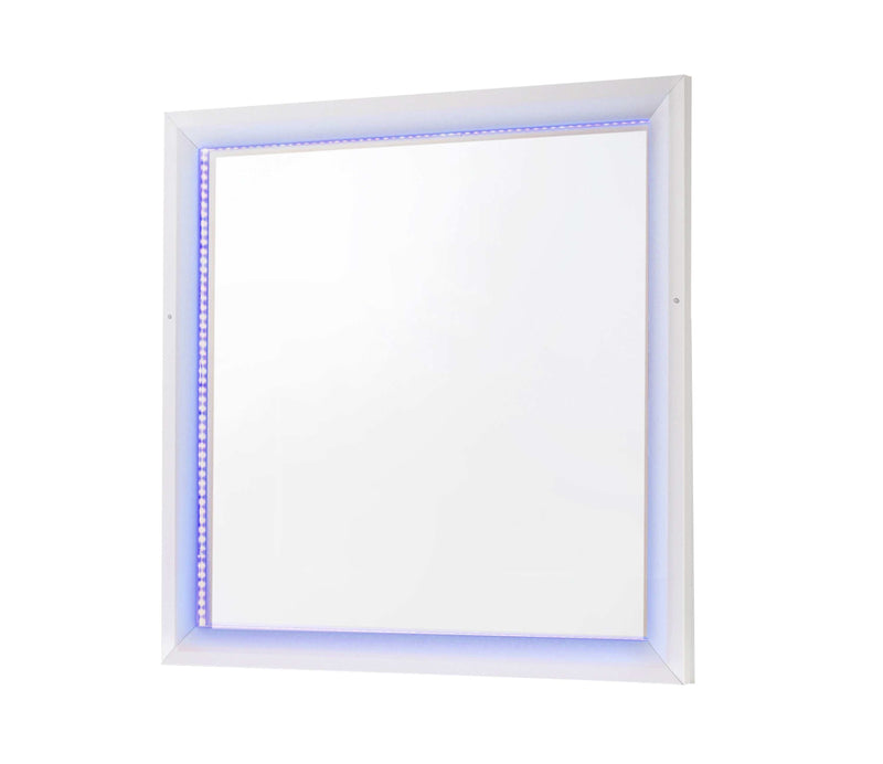 Whitaker - White - Rectangle Mirror w/ LED Lighting - Ornate Home