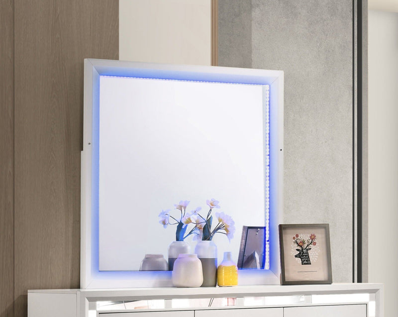 Whitaker - White - Rectangle Mirror w/ LED Lighting - Ornate Home