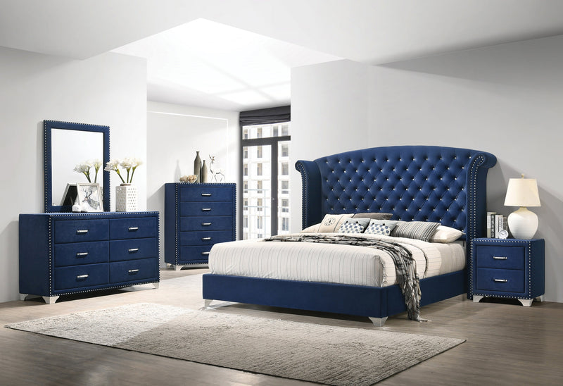 Melody - Pacific Blue - 4pc California King Bedroom Set - Ornate Home